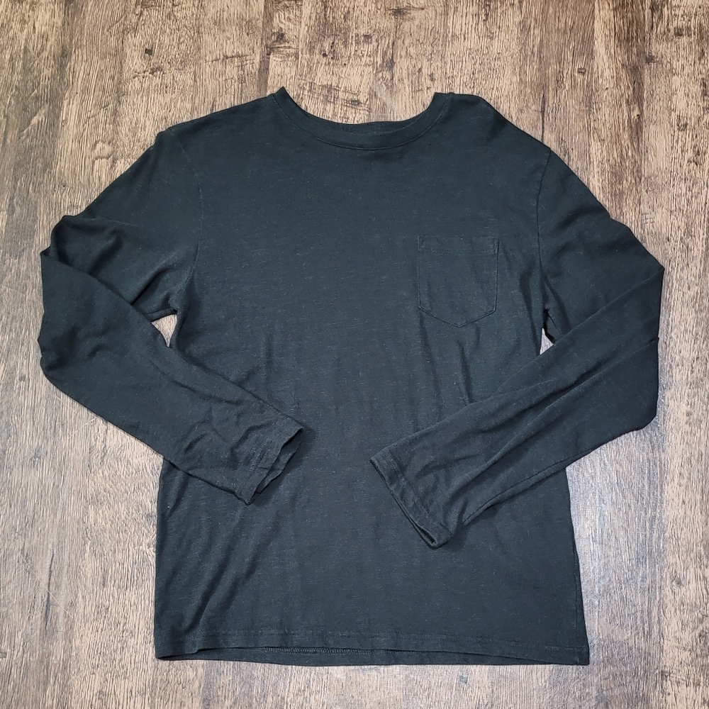 Wonder Nation Boy's Black Long Sleeve Pocket Tee T-Shirt Size 18 XXL